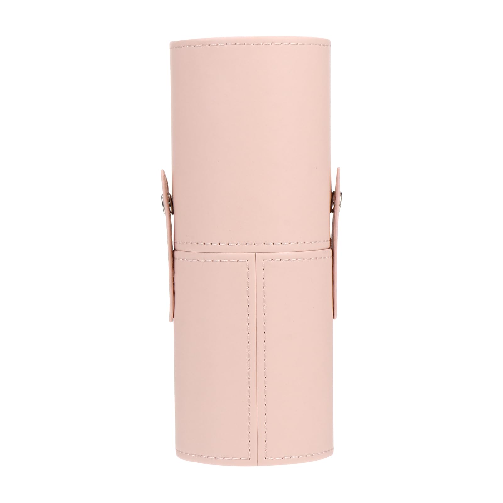 FOMIYES PU Leather Makeup Brush Holder with Lid - Portable Travel Cosmetic Brush Bucket (Apricot) | Dust-proof Standing Cylinder & Organiser Case for Women & Girls - Waterproof