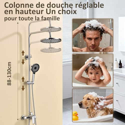 KeeGone Complete Non Thermostatic Shower Set - 26cm Rainfall Shower Head and Triple Function Hand Shower, No Thermostatic Mixer Tap