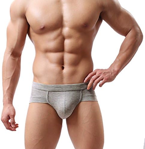 Leewin Men's Sexy Stripe Boxer Briefs Cotton Underwear shorts Soft Underpants (XL, Gray)