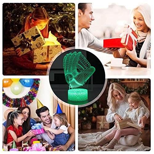 image for TYMYi Baseball Toys Night Light - 3D Baseball Night Lamp 7 Colors Opti