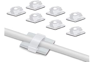 Elfcam® - 30PCS Adjustable Cable Clips, Adhesive Cable Organizer Cord Holder for Fiber Optic Cables, Wire Cables and Slim Ethernet Cables Cat 6, Pack of 30, White