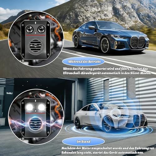 MEKEET Marderschreck Auto, Marderabwehr, Ultraschall Marderschreck mit Variabler Frequenz, mit Bewegungssensor & Blitzlicht für Haus, Scheune, Dachboden & Garage