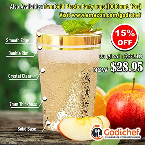 GODICHEF 300 Premium Royal Gold Plastic Silverware Set 100 Spoons 100