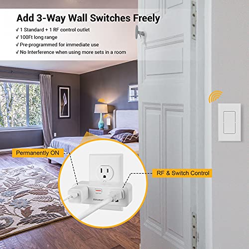 Suraielec Wireless Wall Switch Remote Control Outlet (1 RF Control + 1