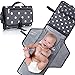 Portable Changing Pad Travel Kit - Baby Lightweight Waterproof Infant Compact Clutch Station with Detachable Foldable Mat with Built-in Cushion Storage Pockets Wrist Strap Easy to Clean with Wipes