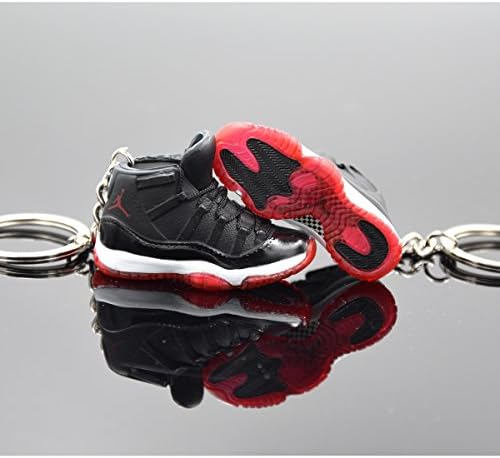 Jordan 11 Retro 3D Key Chain Keyrings jordan space jams 11 1:6 Scale Model Cute Car Keychain Couple Decoration for Girls Wedding Souvenirs(Retro 11 Black/Red 1 Pair)
