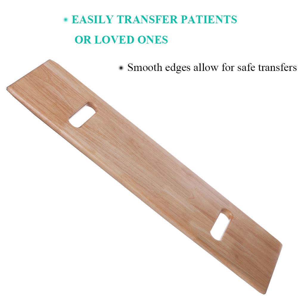 Wooden Slide Transfer Board with Handles, 500 lb Capacity Heavy Duty Slide Boards for Transfers of Seniors and Handicap, 30 x 8 x 0.7