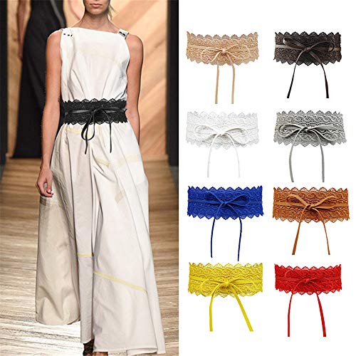 Lace Belt Bow Tie Wrap Obi Style Wide Waist Band Belt Boho Band Corset Accessories Dress Cincher