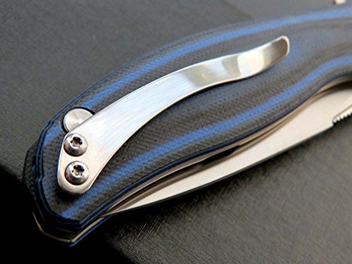 Eafengrow EF33 Folding Knife G10 Handle Ball Bearing Tactical Pocket Knives Outdoor Survival Hunting Camping Tools (Blue stripes) - Thumbnail 5