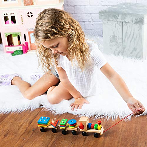 image for Toy To Enjoy Wooden Stacking Toy Train with Shape Sorter & Stacking Bl