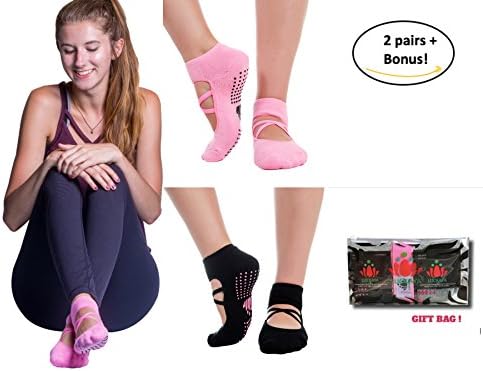 LUCKAYA Yoga Pilates Barre Ballet non-slip grip sticky socks. New Design!
