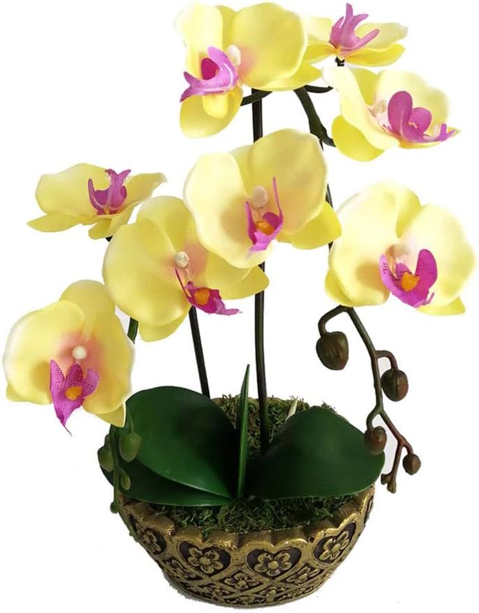 Orchidea Artificiale 45cm - Fiori Seta Realistici Con Vaso Per Decorazione Casa - Foto 3