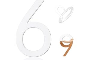 HADOIFE 5 Inch Adhesive Numbers, White house Numbers for Apartment Door Farmhouse Mailbox Office Hotel Outside,Home Address Numbers White Acrylic Frosted Matte House (Number 6)…