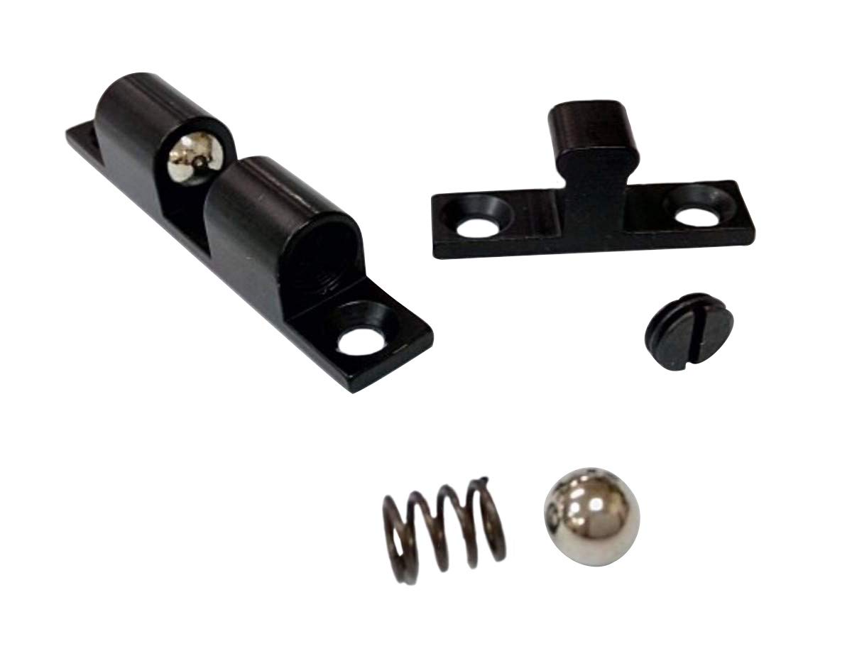 QCAA Solid Brass Double Ball Catch, 44mm, with#304 Stainless Steel Ball & Tension Spring, Matte Black, 12 Pack, Made in Taiwan