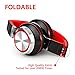 Sound Intone HD200 Headphones with Microphone Lightweight Folding Stereo Earphones for iPhone,PC,Laptop, Android Smartphones,Tablet (Black/Red)