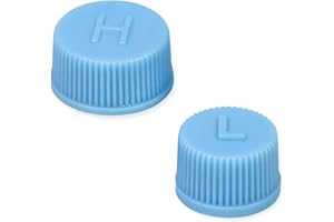 povtii Replacement Valve Caps for Car Air Conditioning, Leakproof R134a AC System Charging Port Caps Dust Cover, High & Low Pressure Valve Cap for Vehicle AC, Car Accessories (2 PCS)