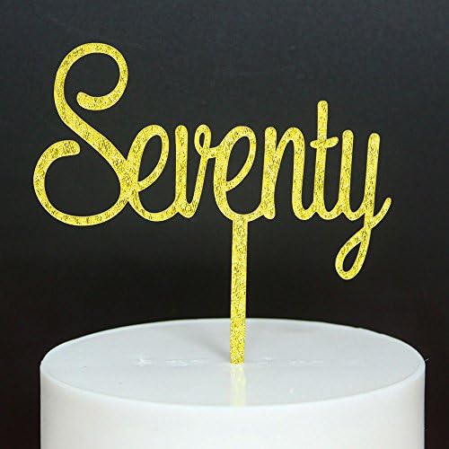 Betalala Gold "Seventy"Cake Topper Baby Shower for 70th Birthday Wedding Party Decoration.