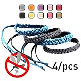 Kinven Original Mosquito Insect Repellent Bracelet Waterproof Natural DEET FREE Insect Repellent Bands, Anti Mosquito Protection Outdoor & Indoor, Adults & Kids, 4 bracelets, in Light Blue/Black