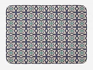 EJjheadband Bohemian Bath Mat, Azulejo Tiles Folk Mosaic of Spanish