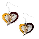 Licensed NCAA (ASU) Arizona State Sun Devils Collegiate Sports Team Logo Swirl Heart Shape Dangle Earring Set (Gift Box Included)