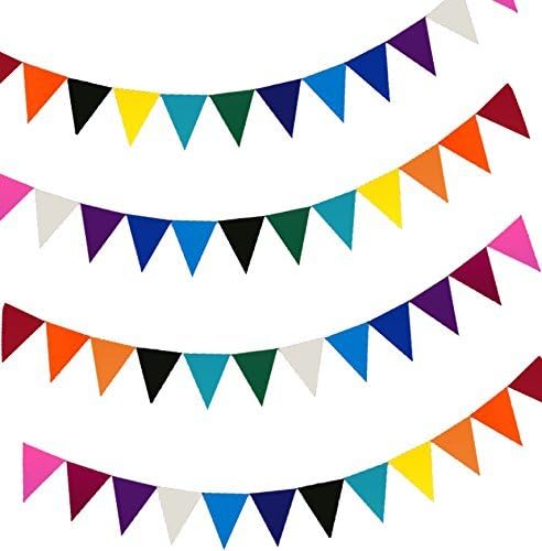 48pcs Colourful Felt Fabric Material Party Bunting Flags for Birthday Wedding Festival Garden Bedroom Decorations(10 Colours)