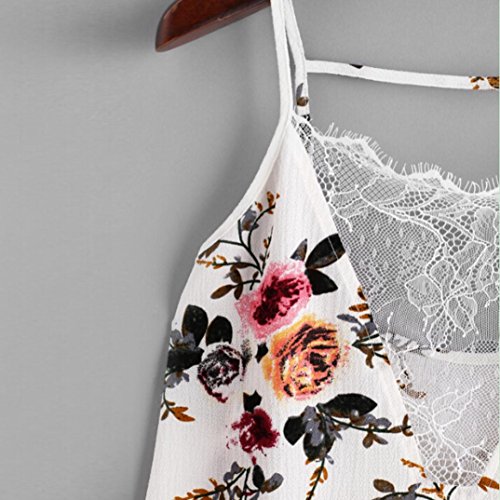 CieKen Women Elegant Garment Lace Vest Top Sleeveless Casual Tank Blouse Summer Tops T-Shirt Clothes (L, White)