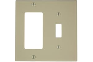 Leviton 80707-I 2-Gang 1-Toggle 1-Decora/GFCI Device Combination Wallplate, Ivory