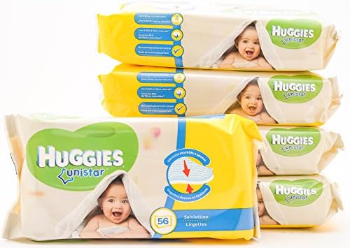 Huggies Unistar, Soft & Natural Absorbent Wipes. Gentle For Delicate Skin, No Alcohol & Hypoallergenic. Perfect for Newborns & Gentle for Makeup Removal (5-Pack)