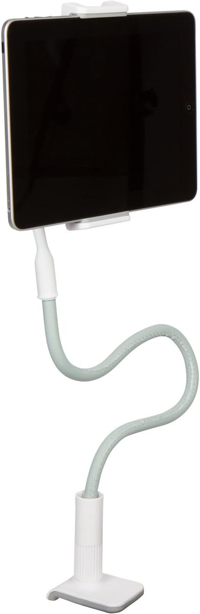 Clamp Mount Leather Tablet Stand for iPad and iPhone - 1 Meter Tall Adjustable Arm 360° Rotating Gooseneck Swivel Universal Lazy Holder for Bed or Office