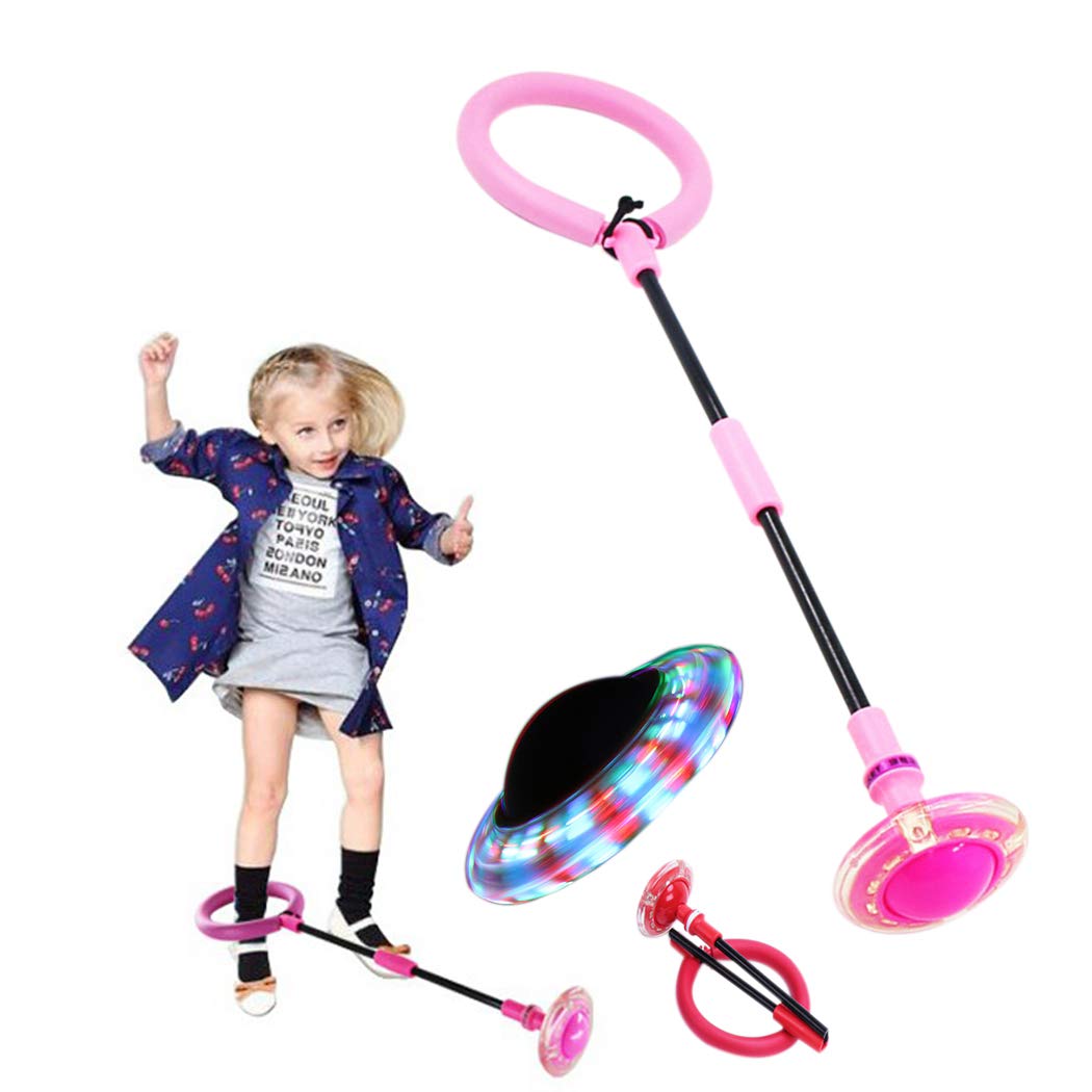 Joyibay Skip Ball Creative Foldable Flashing Swing Ball Sports Toy Fitness Toy for Kids (Pink)