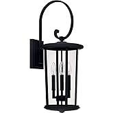 Capital Lighting 926731BK Howell Clear Glass Outdoor Wall Sconce, 3-Light 180 Total Watts, 26" H x 10" W, Black