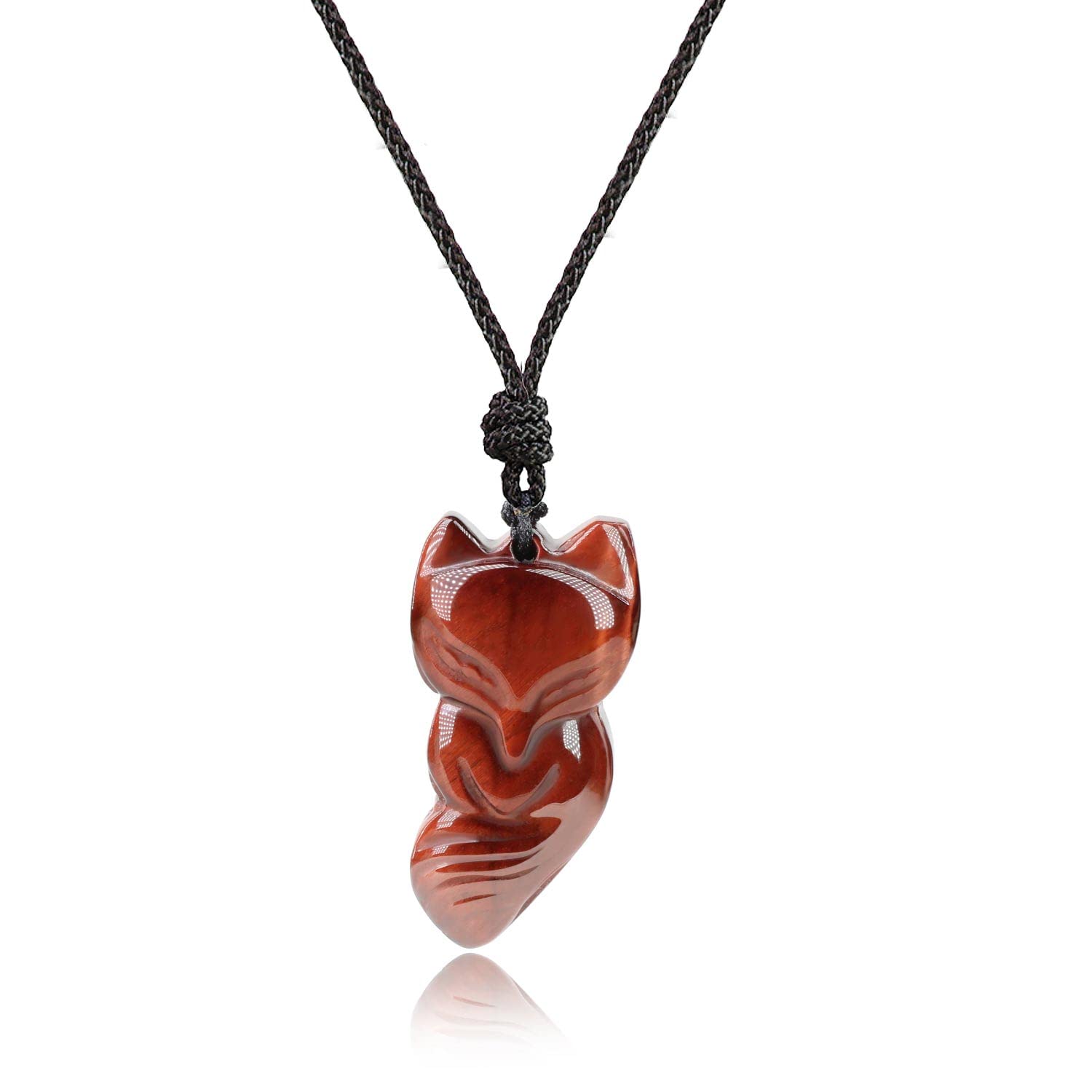 COAI Fox Necklace Red Tiger Eye Stone Necklace for Women Men