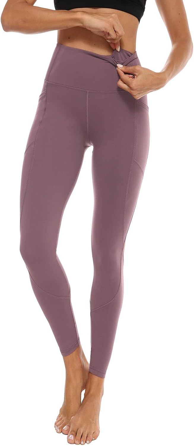 AFITNE Women’s High Waist Yoga Pants with Pockets, Tummy Control Workout Running 4 Way Stretch Yoga Leggings: Clothing