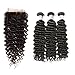 Beauty Forever Hair 8A Grade Malaysian Deep Wave 3 Bundles with Lace Closure 4X4 inch Free Part Unprocessed Virgin Human Hair Deep Curly Bundles with Lace Closure Natural Color(16 18 20+14 closure)