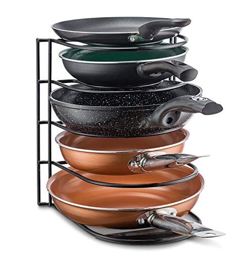 Pan Organizer Rack - Kitchen Closet Storage for Pots, Pans and Lids - Holds Up to 8 Items - Easy Screw or Adhesive Installation - by Bovado USA - Thumbnail 5