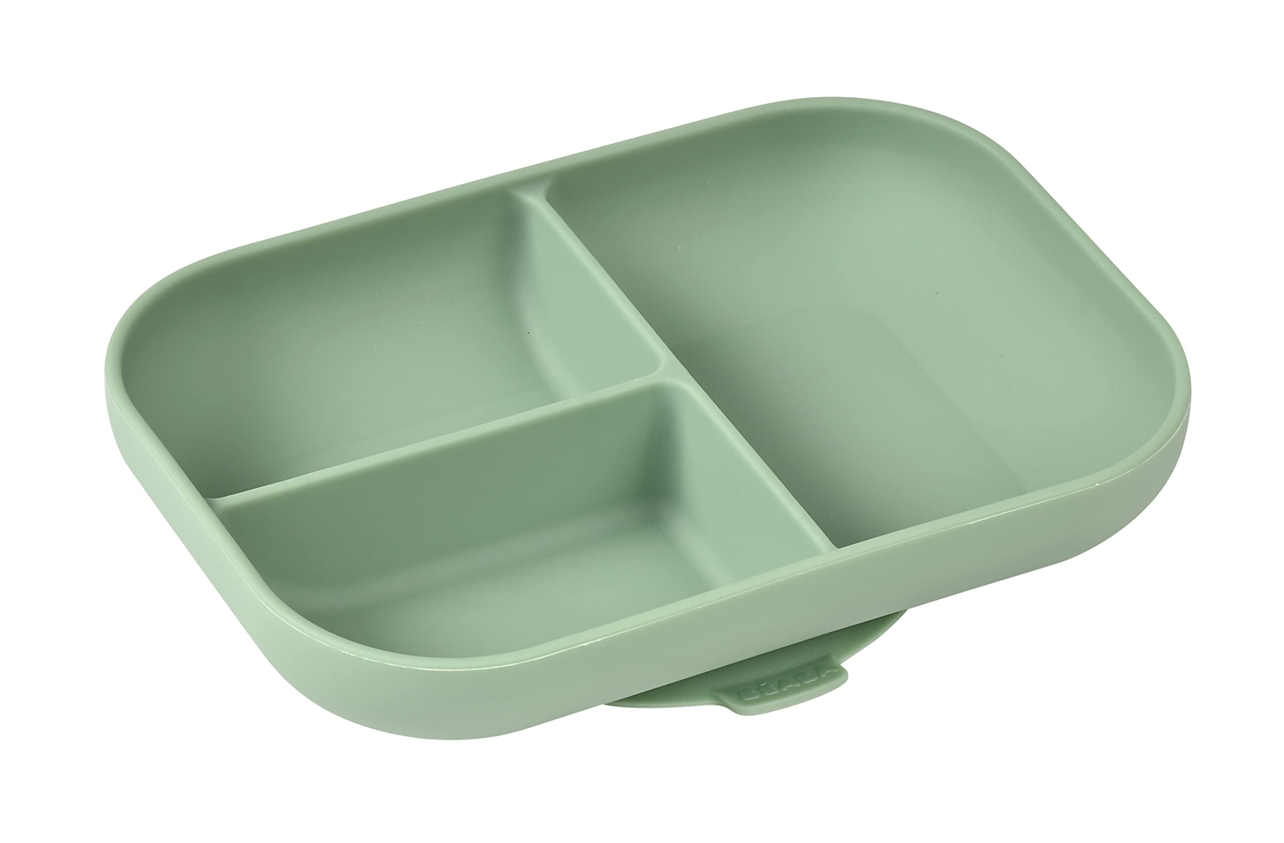 Béaba - Suction Compartment Silicone Plate, Anti-Slip, Healthy and Durable, Dishwasher Compatible, Microwave, Freezer, Easy Care, sage Green