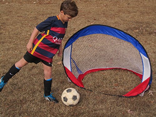 Metal Rimmed Portable Soccer Goal - Pop-Up/Collapsible/Folding (4 Ft.) with Net for Indoor/Backyard use Children both Toddlers /Youth- RiverView Enterprise