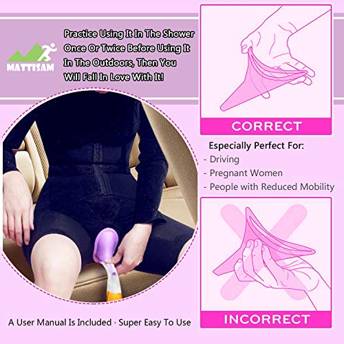 Portable Female Urination Device, Reusable Urinal Funnel | FREE Carry Bag, Disposable Urine Bags | Lets You Pee Standing Up, More Hygienic, Ideal for Camping, Outdoor, Travel, Car, Pregnant Women - Thumbnail 5