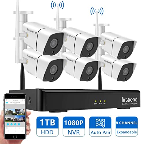 Newest]Security Camera System Wireless, Firstrend 8CH 1080P Wireless  Surveillance NVR System and Easy Remote Home Monitoring Systems with 6pcs  1MP Video Home Security Cameras 1TB Hard Drive Installed (Color: 6pcs 720P  Cams+8CH