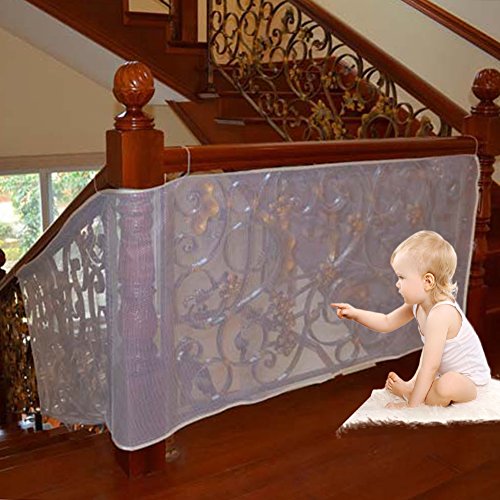 Luerme 10Ft Child Safety Rail Net Outdoor Balcony & Stairway Deck Railing Safety Net Banister Stair Net Child Pet Toy Safety Stairs Protector Kid Safe Guard (White)