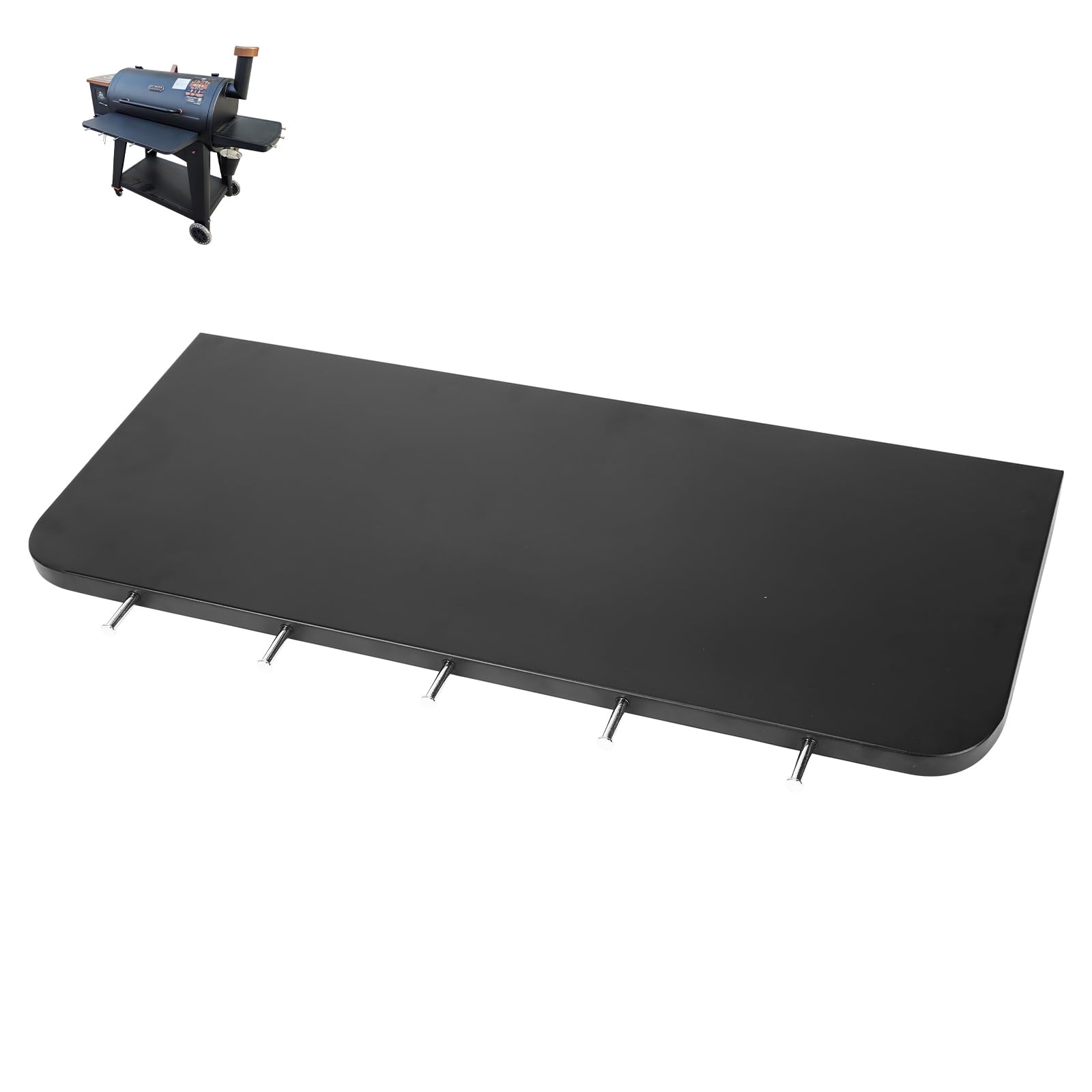 Utheer Folding Front Shelf for Pit Boss Austin XL 1000 Onyx & Savannah 1500, 29.5" Heavy-Duty Grill Prep Table with 5 Hooks, Space-Saving Steel Front Shelf Image