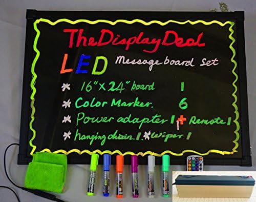 LED Illuminated Erasable Message Writing Board 7 Colors and 48 Flashing Modes with Marker Set and Other Accessories (16"X24" + battery)