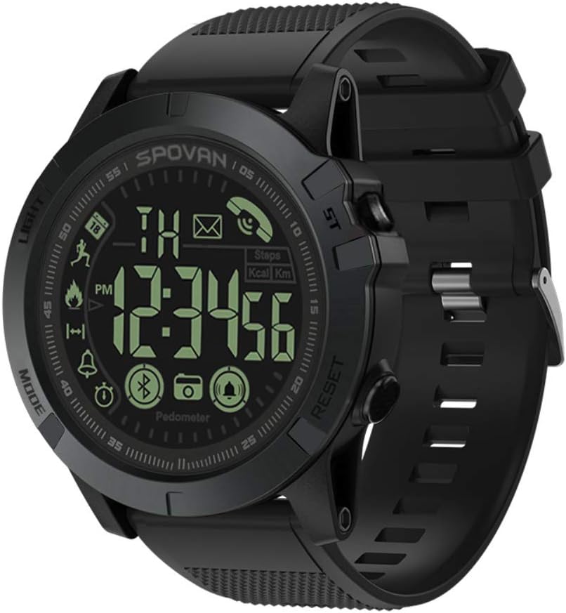 AlexGT Smart Watch for Men, T1 Tact Outdoor Sports Smart Watches Bluetooth with SMS Call Notification Calorie Counter Pedometer Watch for Android iPhone