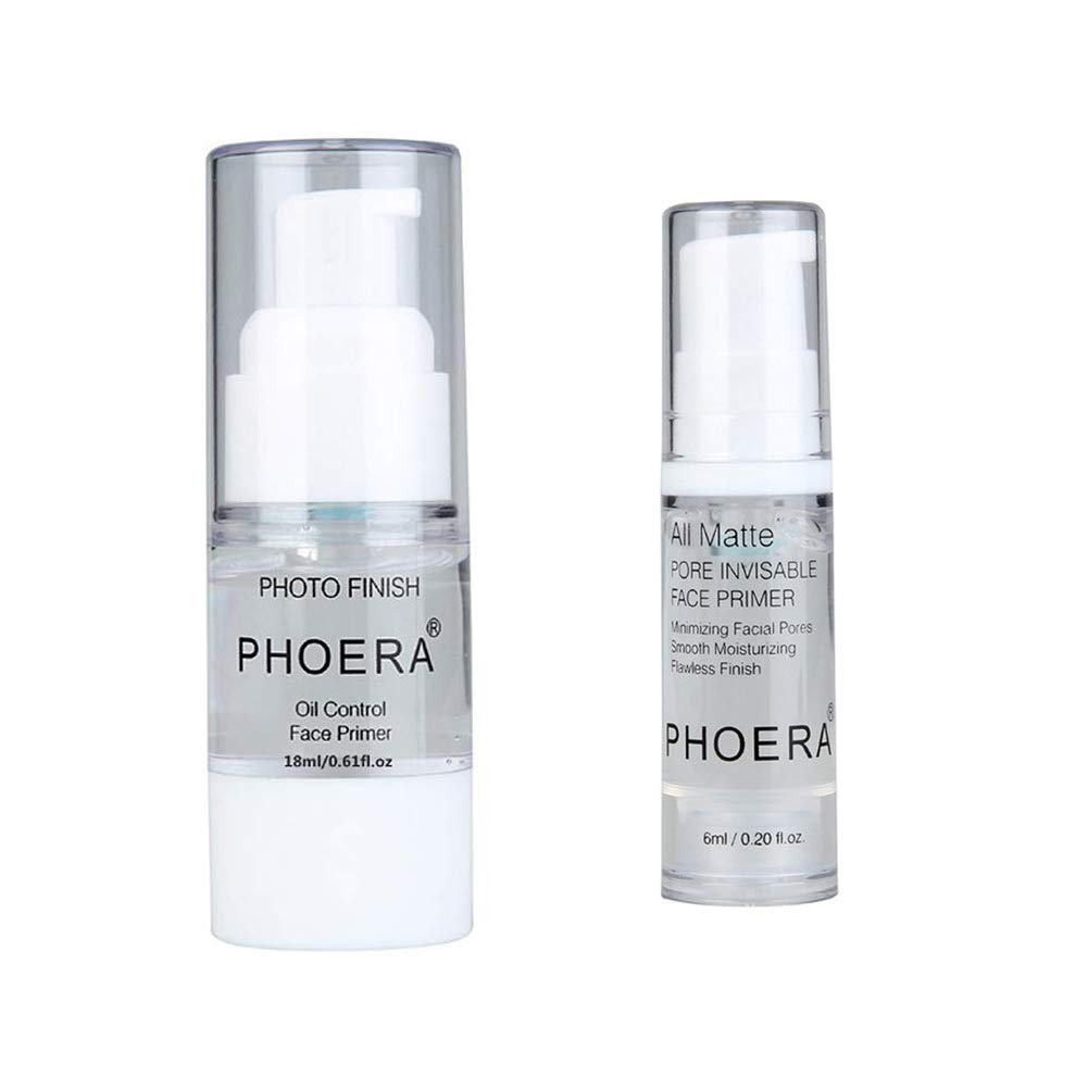 PHOERA Primer Face Makeup 2PCS (0.6 and 0.2 FL.OZ), Natural Matte Makeup Foundation Primer Pore Invisible Oil-control Long Lasting Isolated Hydrating Cosmetic Beauty Foundation Primers