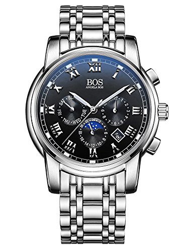 BOS Men s Japanese Quartz Chronograph Stainless Steel Waterproof Sport Watch