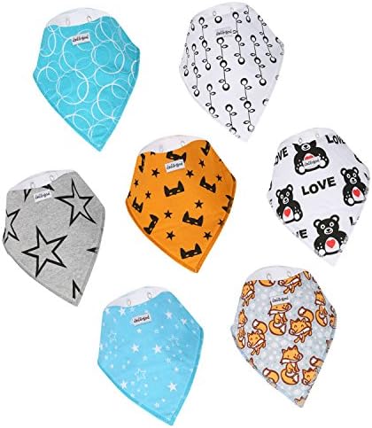 DADANDGOD Bandana Drool Bibs – Set Of 7 Adorable Stylish Bandana Bibs – Comfortable Soft Baby Bibs for Girls and Boys – Cute Baby Gift with Nickel Free Snaps 100% Cotton Baby Bibs Unisex