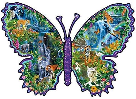 Rainforest Butterfly Shaped Jigsaw Puzzle 1000 Pieces