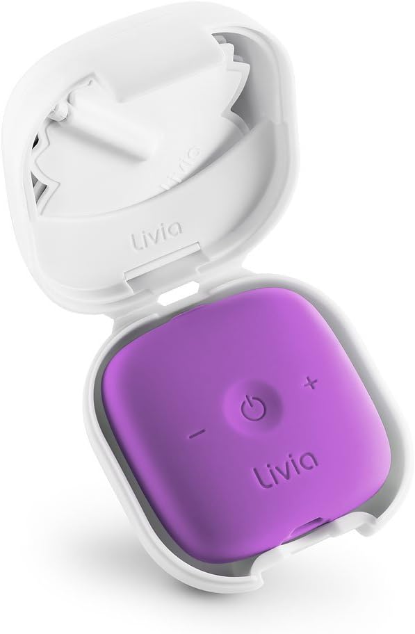 Livia FDA Cleared Period Cramps Relief Device - Drug-Free Solution for Menstrual Cycle Pain - Electric Abdominal Treatment - Get Rid of Menses Aches - Compact Ally for Menstruation Cramps - Purple: Health & Personal Care