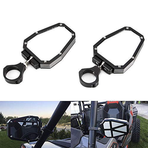 2PCS 1.75" UTV Side View Mirror Aluminium Alloy Rear View Mirror for Polairs RZR 1000 XP (Black)