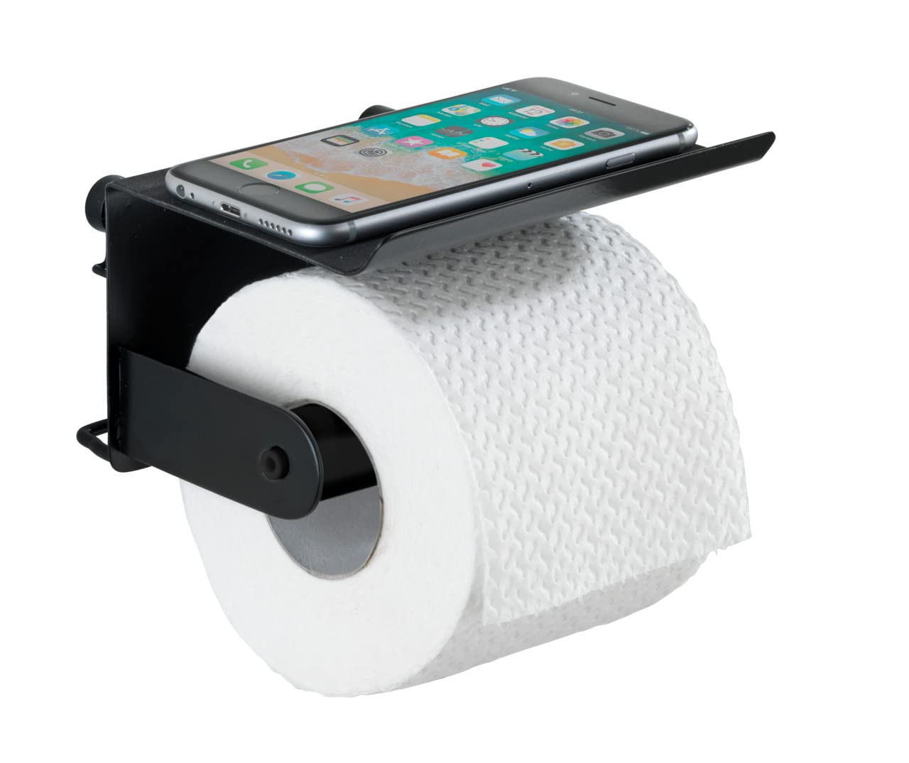 NIKE Wenko Classic Plus 23885100 Toilet Roll Holder with Shelf Rust Protection Steel 14 x 10 x 14 cm Black